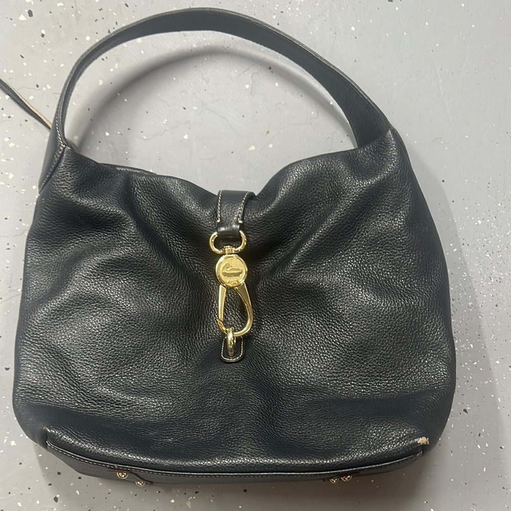 Dooney & Bourke Black Hobo Bag with Gold Accent